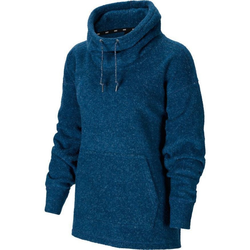 NIKE Fleece Cozy Funnel Cowl Neck Sweatshirt Blue Oversized Pocket Sweater XS - Picture 14 of 16